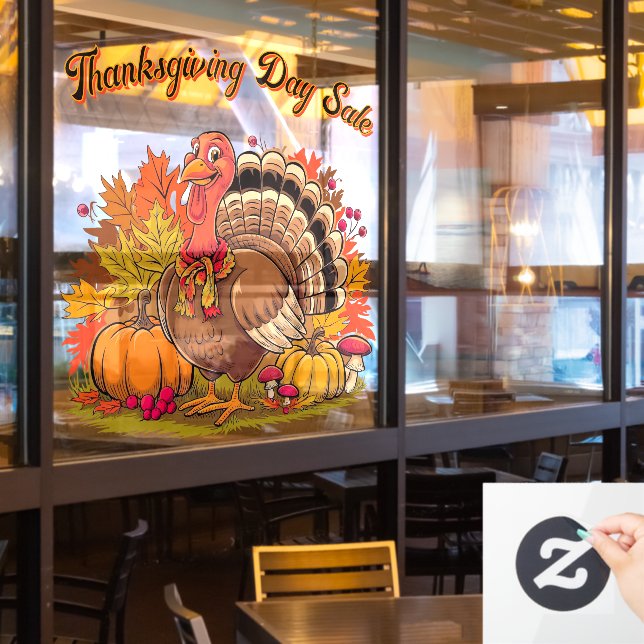 Thanksgiving Day Sale Fall Harvest Graphic  Window Cling (Restaurant Window)