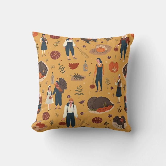 Thanksgiving day throw pillow (Front)