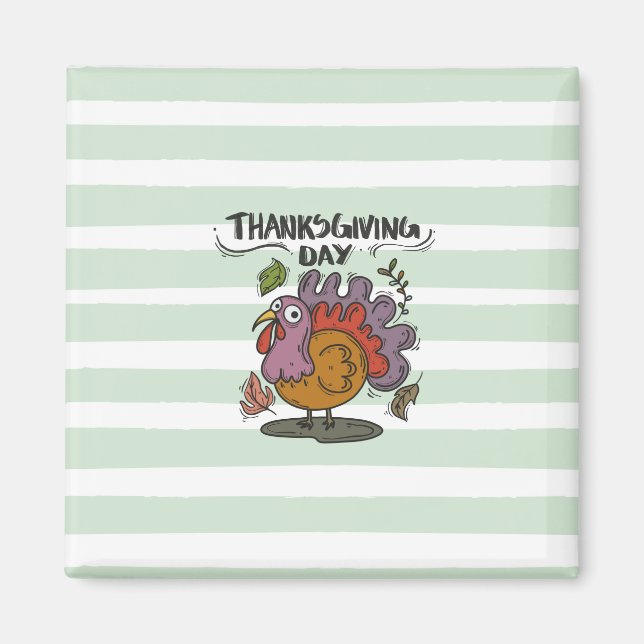 Thanksgiving Day Turkey Art – Classic Autumn Magnet (Front)