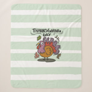 Thanksgiving Day Turkey Art – Classic Autumn Sherpa Blanket
