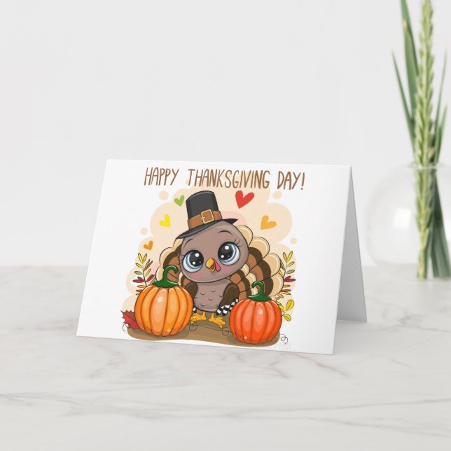 Thanksgiving day turkey Folded Holiday Card (Front)