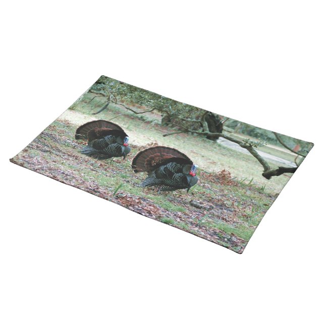 Thanksgiving Day Wild Turkeys in an Open Field Placemat (On Table)