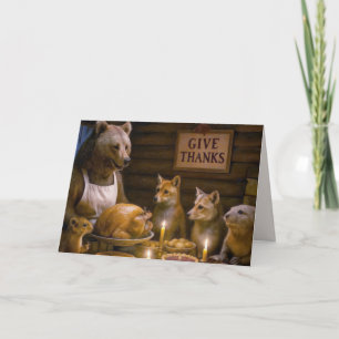 Thanksgiving Day Wildlife Turkey Dinner Card