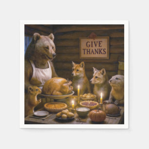 Thanksgiving Day Wildlife Turkey Dinner Napkins
