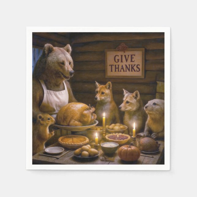 Thanksgiving Day Wildlife Turkey Dinner Napkins (Front)