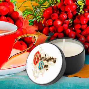 Thanksgiving Day (with Initials T & D on Shields) Mini Candle Favors