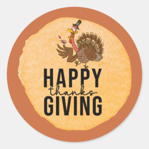 Thanksgiving Day with Turkey Classic Round Sticker