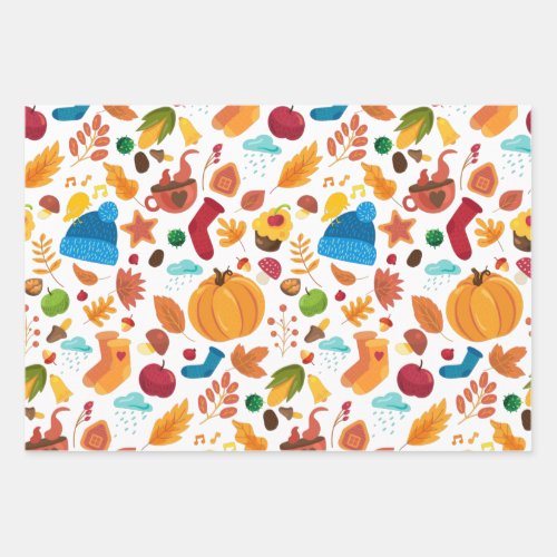 Thanksgiving Decoration Autumn Fall Pattern Wrapping Paper Sheets