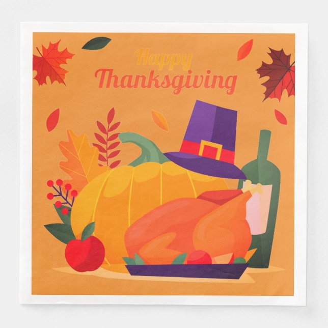 Thanksgiving Decoration Celebration Paper Dinner Napkins (Front)