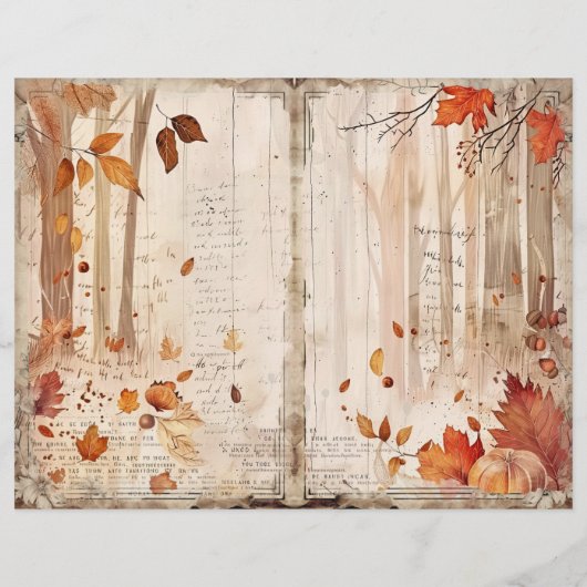 Thanksgiving Decoupage Junk Journal Paper Sheet (Back)
