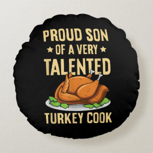 Thanksgiving Design for a Son of a Turkey Cook Round Pillow