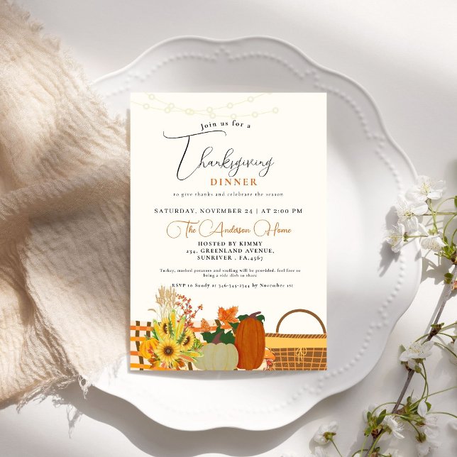 Thanksgiving Dineer fall Pumpkin Turkey party   Invitation (Creator Uploaded)