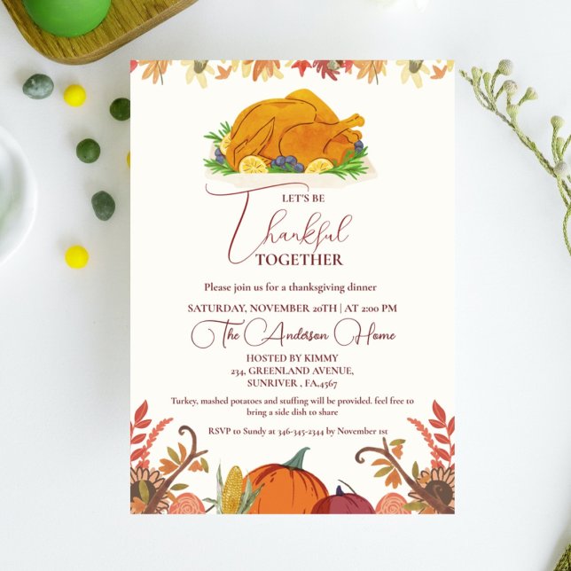 Thanksgiving Dineer fall Pumpkin Turkey party  Invitation (Creator Uploaded)