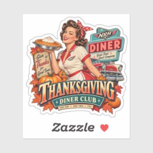 Thanksgiving Diner Club – Vintage 1950s Americana  Sticker