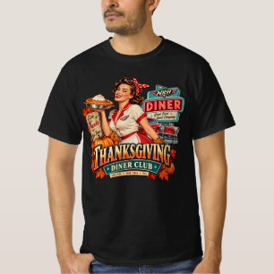 Thanksgiving Diner Club – Vintage 1950s Americana T-Shirt