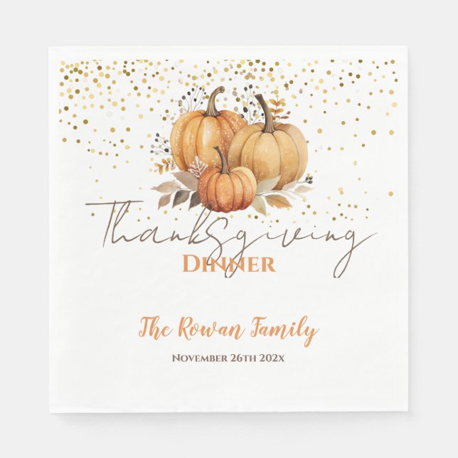 Thanksgiving Dinner Adult Birthday Party Napkins (Front)