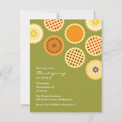 Thanksgiving Dinner and Pies Flat Invitation