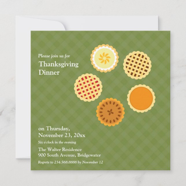 Thanksgiving Dinner and Pies Flat Invitation (Front)