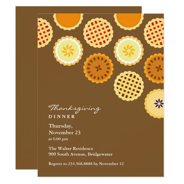 Thanksgiving Dinner And Pies Flat Invitation