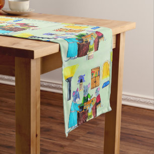 THANKSGIVING DINNER AT THE MOUSE HOUSE SHORT TABLE RUNNER