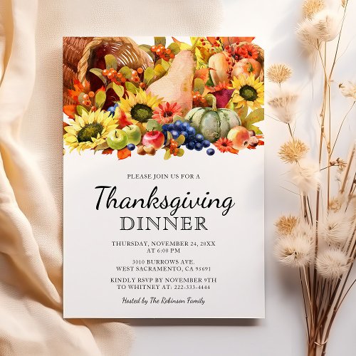 Thanksgiving Dinner Autumn Party Invitation