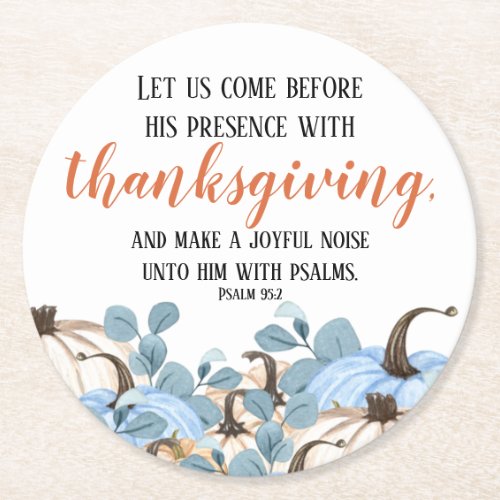 Thanksgiving Dinner Bible Verse Round Paper Coaster