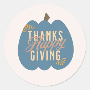 Thanksgiving Dinner Blue Pumpkin  Classic Round Sticker