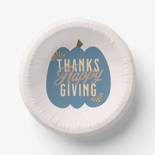 Thanksgiving Dinner Blue Pumpkin  Paper Bowls (Front)