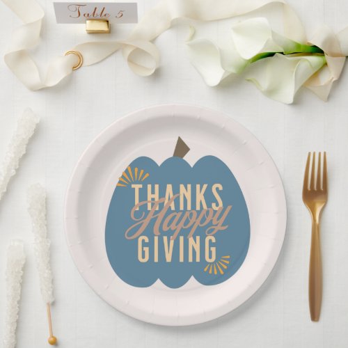 Thanksgiving Dinner Blue Pumpkin Paper Plates