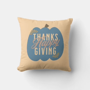 Thanksgiving Dinner Blue Pumpkin Throw Pillow