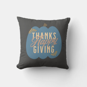 Thanksgiving Dinner Blue Pumpkin Throw Pillow