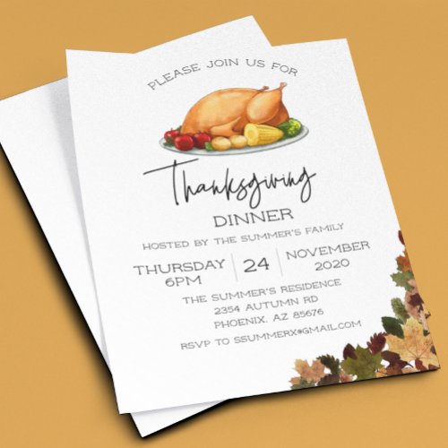 Thanksgiving Dinner budget Turkey Invitation 