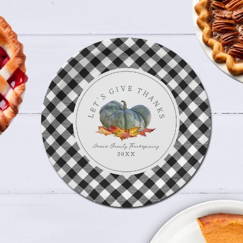 Thanksgiving Dinner Buffalo Plaid Gourd Pumpkin Paper Plates