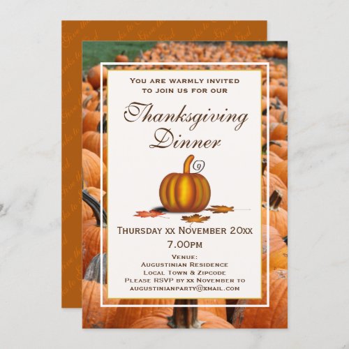 THANKSGIVING DINNER Celebration PUMPKIN Invitation