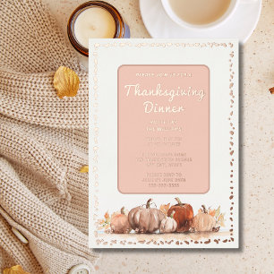 Thanksgiving Dinner Celebration Pumpkins Fall  Foil Invitation
