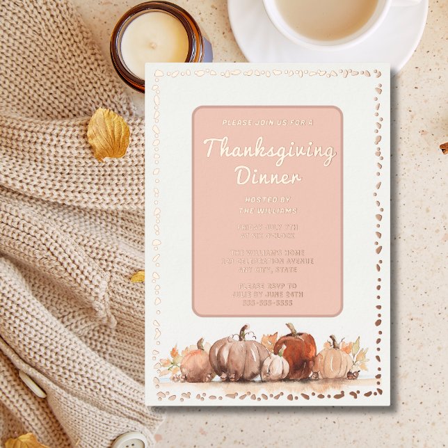Thanksgiving Dinner Celebration Pumpkins Fall  Foil Invitation (Creator Uploaded)
