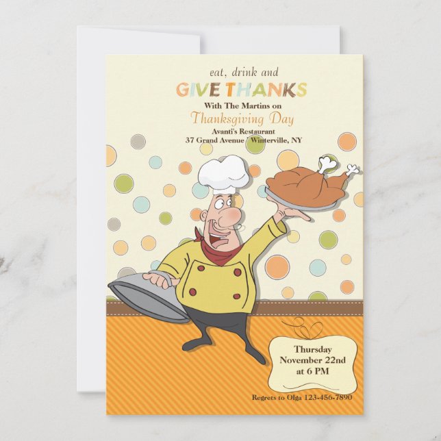 Thanksgiving Dinner Chef Invitation (Front)