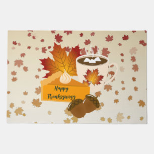 Thanksgiving Dinner Cuisine Pumpkin Pie Hot Cocoa Doormat