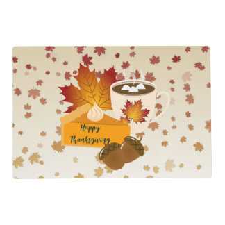 Thanksgiving Dinner Cuisine Pumpkin Pie Hot Cocoa Placemat