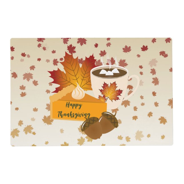 Thanksgiving Dinner Cuisine Pumpkin Pie Hot Cocoa Placemat (Front)