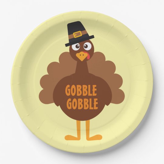 Thanksgiving Dinner Decoration With Turkey Graphic Paper Plate