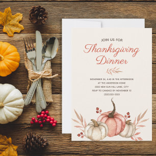 Thanksgiving Dinner Fall Autumn Rustic Country Invitation