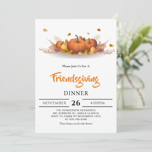 Thanksgiving Dinner Fall dinner text Friendsgiving Invitation