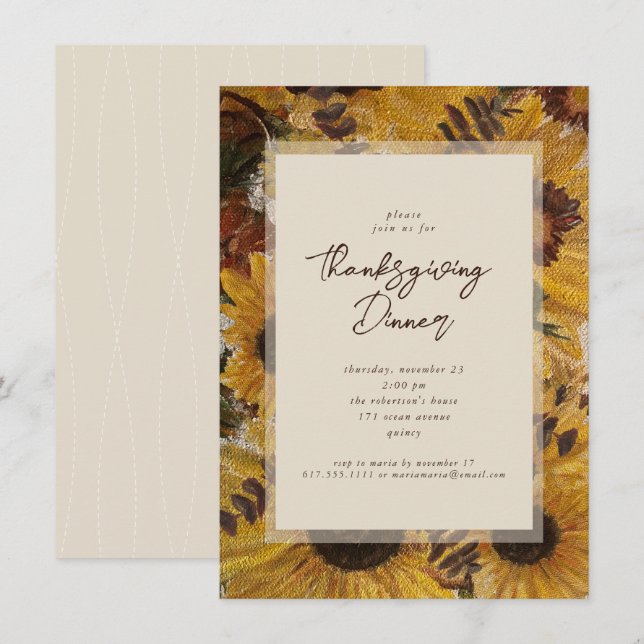 Thanksgiving Dinner Fall Floral Invitation (Front/Back)