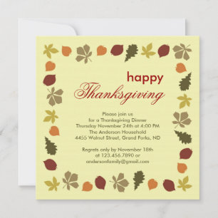 Thanksgiving Dinner Fall Leaves Invitation