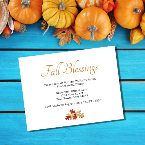  Thanksgiving Dinner Fall Leaves  Invitation  Postcard