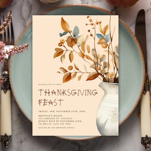 Thanksgiving Dinner Fall Modern Friendsgiving Invitation