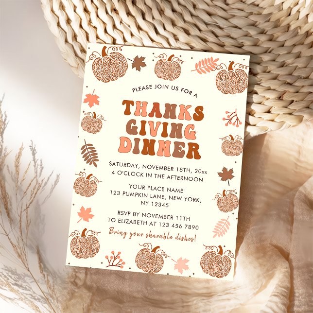 Thanksgiving Dinner Fall Pumpkin Invitation (Creator Uploaded)