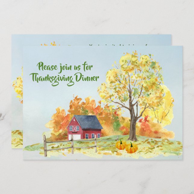 Thanksgiving Dinner Fall Scene Pumpkins  Invitation (Front/Back)