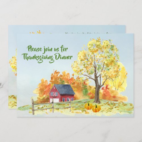 Thanksgiving Dinner Fall Scene Pumpkins  Invitation